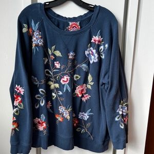 JOHNNY WAS * Embroidered Sweatshirt * Size XXL *